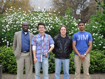 from left:Dr. Kofi Adu, adviser; Danhao Ma, Dustin Hess and Pralav Shetty