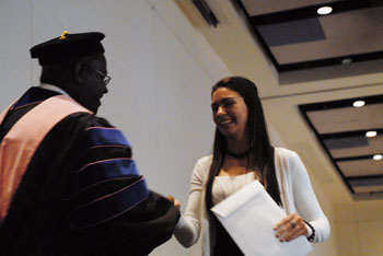 Dr. Darrin Thorton congratulating 2012 Phi Kappa Phi initiate #11.