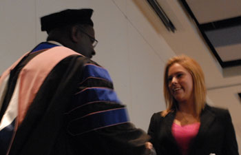 Dr. Darrin Thorton congratulating 2012 Phi Kappa Phi initiate #16.