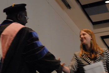 Dr. Darrin Thorton congratulating 2012 Phi Kappa Phi initiate #17.