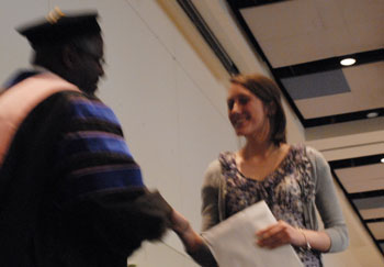 Dr. Darrin Thorton congratulating 2012 Phi Kappa Phi initiate #19.